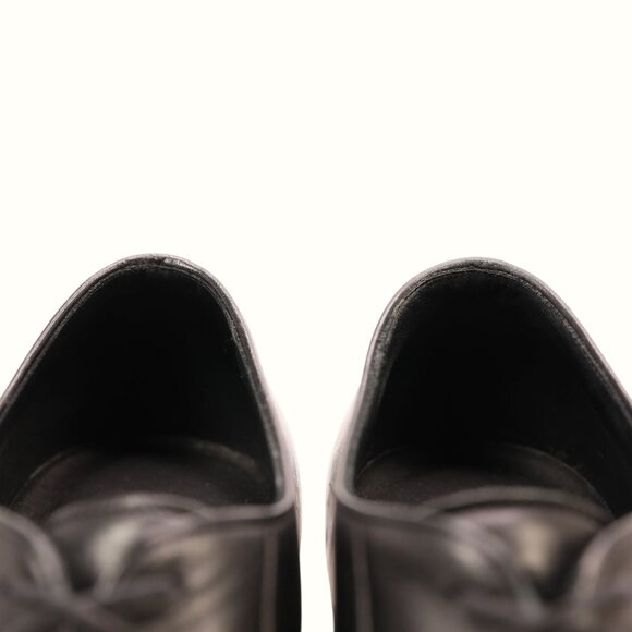 Ralph Lauren Italy Mens 10.5 Black Soft Leather Dress Shoes Cap-toe Derby Oxford - Picture 11 of 12